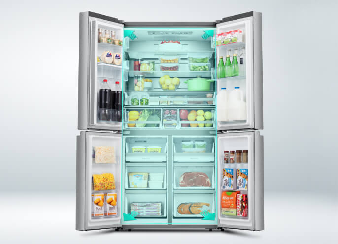 
Smad 20 Cu. Ft. Black Counter Depth 4 Door Refrigerator with Big Capacity
