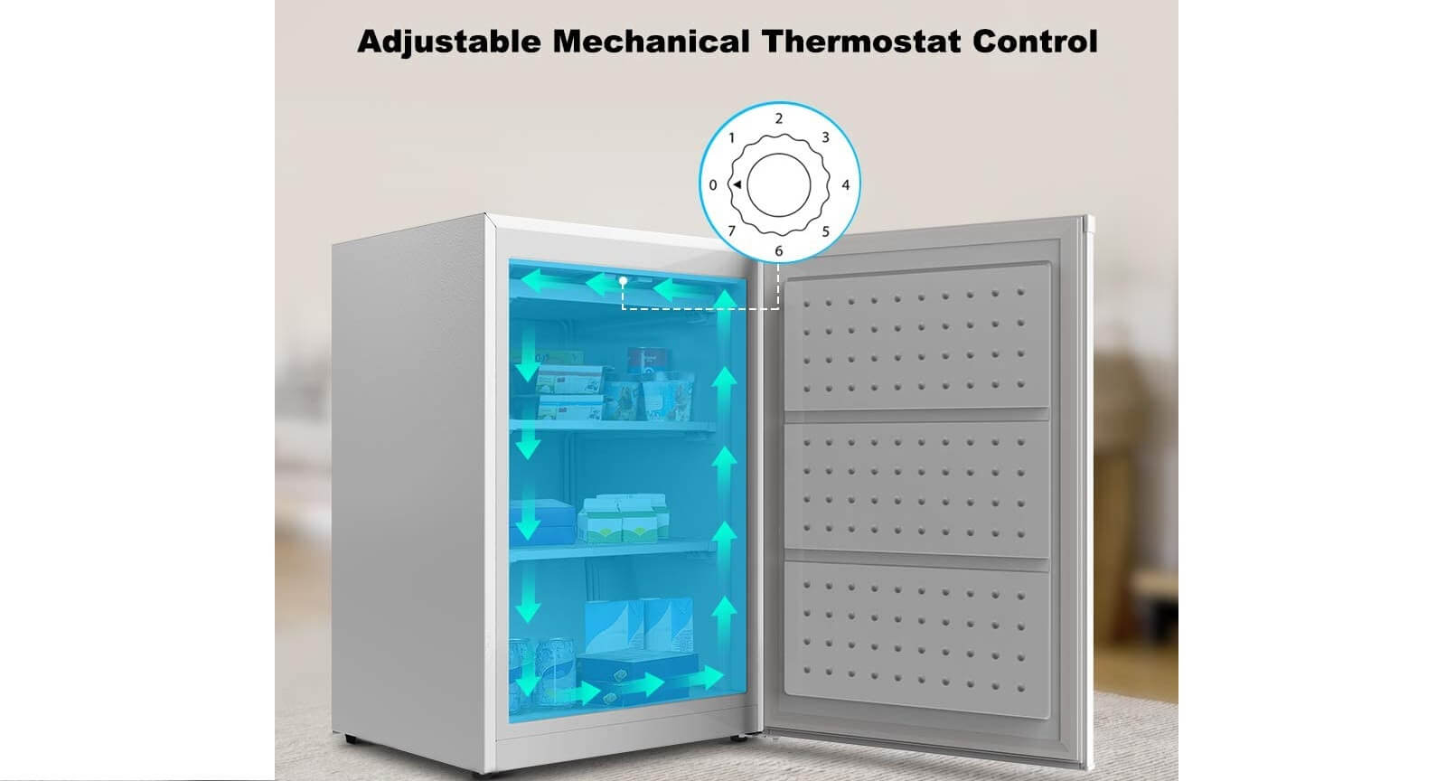 
Smad 3 Cu. Ft. Mini Upright Freezer with Adjustable Mechanical Thermostat Control