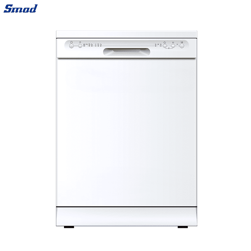 Smad 12 Place-Settings White Stand Alone Dishwasher with 6 Washing Programs