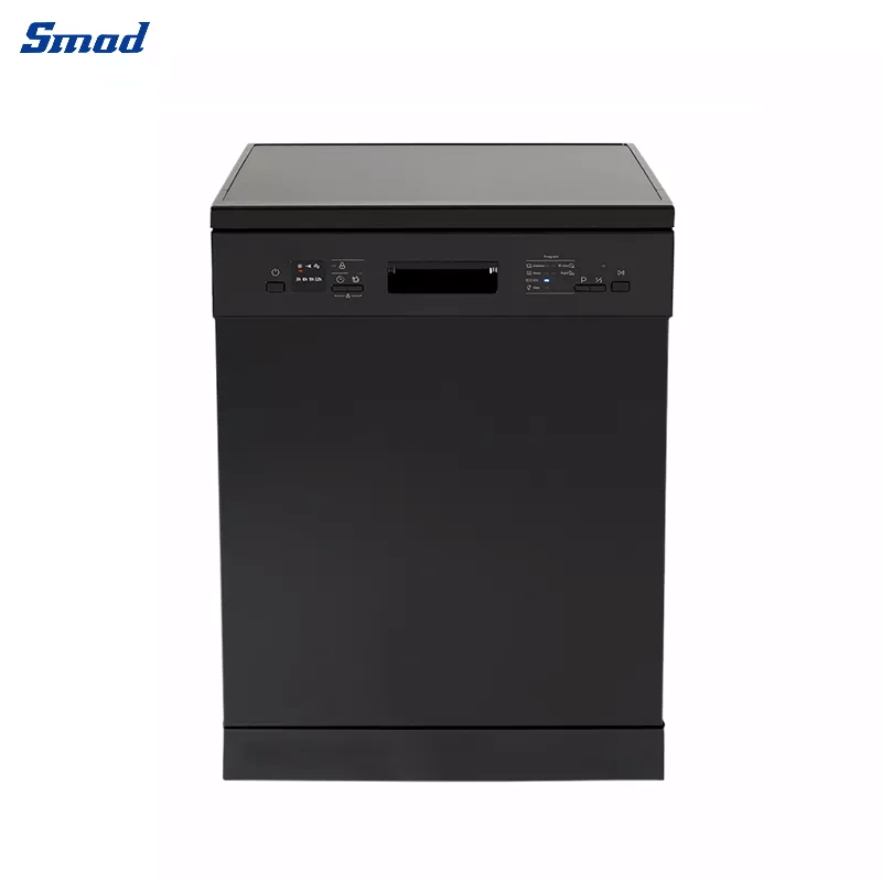 Smad Black Stainless Steel Freestanding Dishwasher with Upper and lower basket