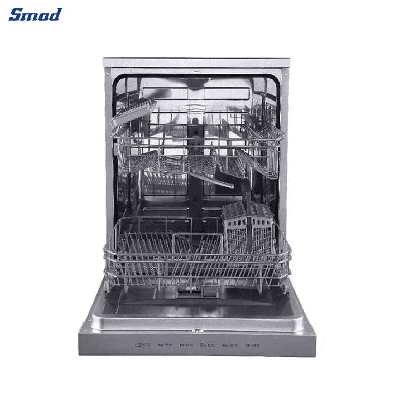 
Smad 12 Place Settings Black Stainless Steel Freestanding Dishwasher with Upper and lower basket