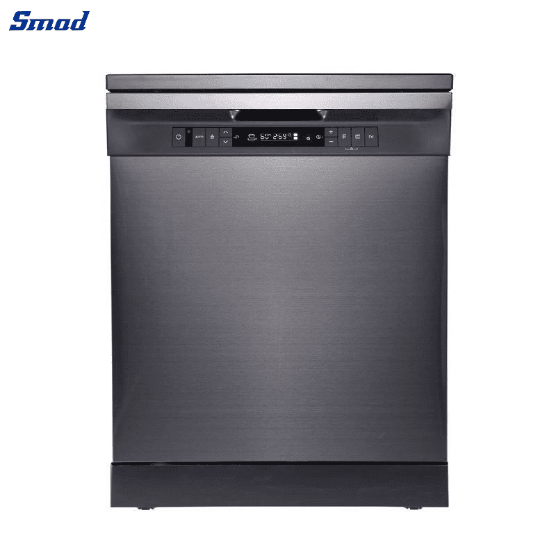 
Smad 24 Inch Stainless Steel Auto Open Freestanding Dishwasher with LED display