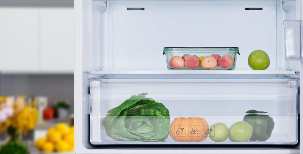 
Smad 212L White Direct Cool Top Mount Double Door Fridge with humidity controlled crisper drawer