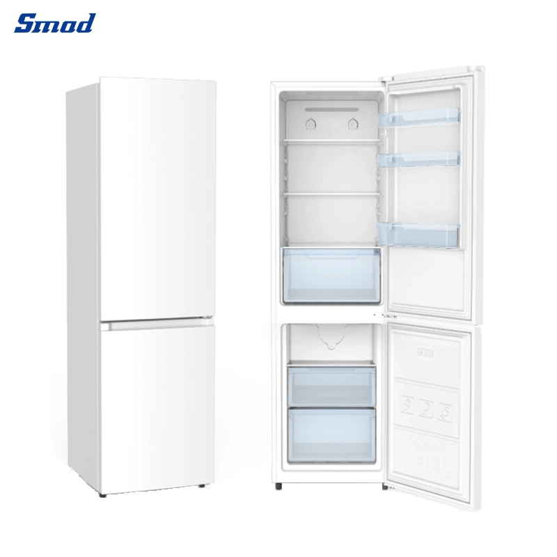 Smad White Double Door Bottom Freezer Refrigerator with Electronic control