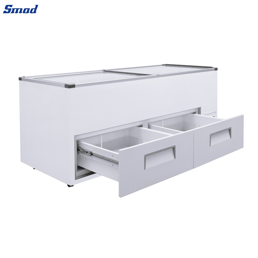 
Smad Double Flat / Curved Glass Top Chest Freezer with Interior LED illumination