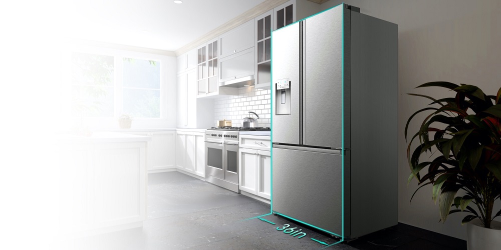 Smad 36 Inch 3 Door French Door Refrigerator with Premium Flat Design