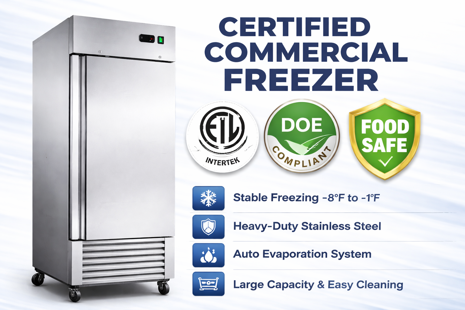 
Smad Double Door Stainless Steel Commercial Catering Fridge with Self-closing door