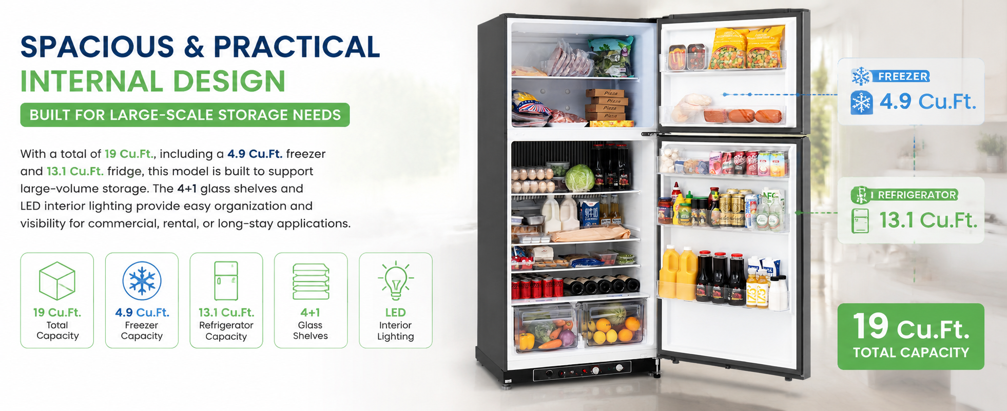 
Smad 540L Gas / Propane Top Freezer Absorption Fridge Freezer with Spacious Storage